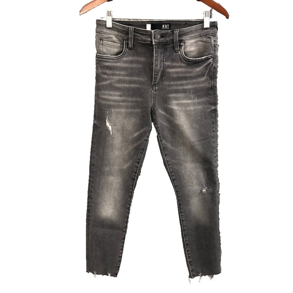 Kut‎ From The Kloth Connie High Rise Ankle Skinny Jeans Womens 2 Gray Distressed
